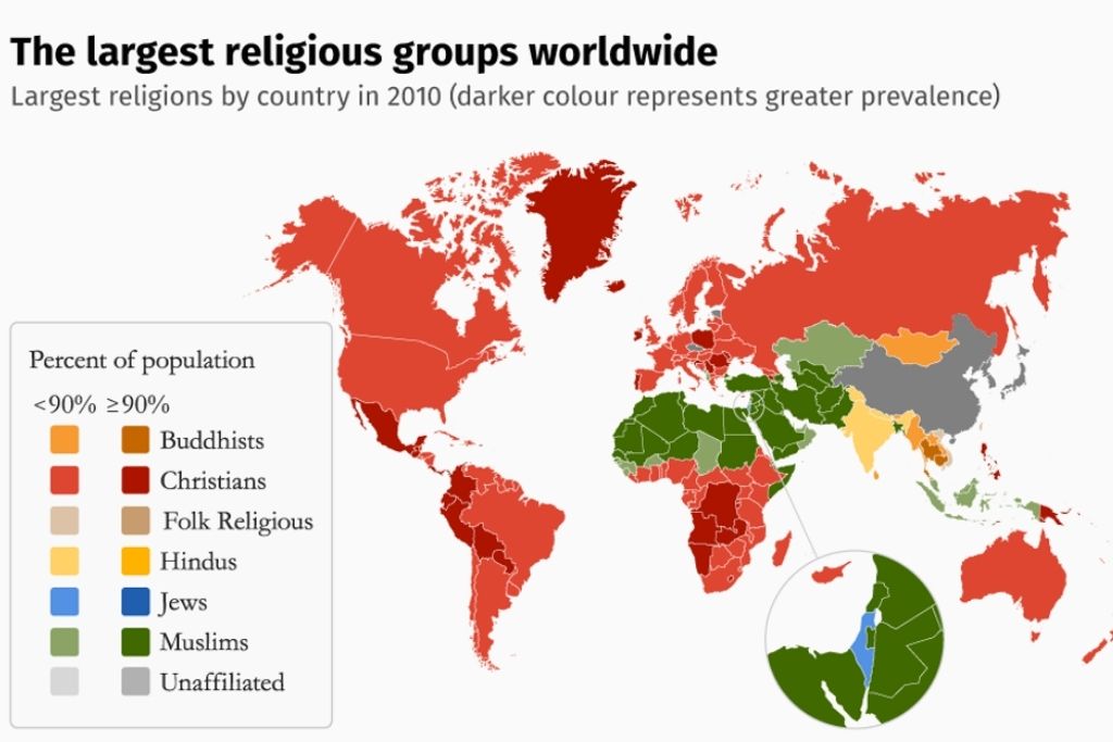 Najveće religije po državama svijeta - karta