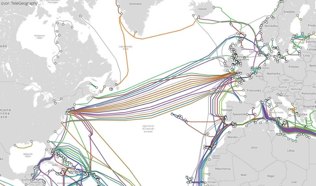 Podmorski podatkovni kablovi između Europe i Sjeverne Amerike