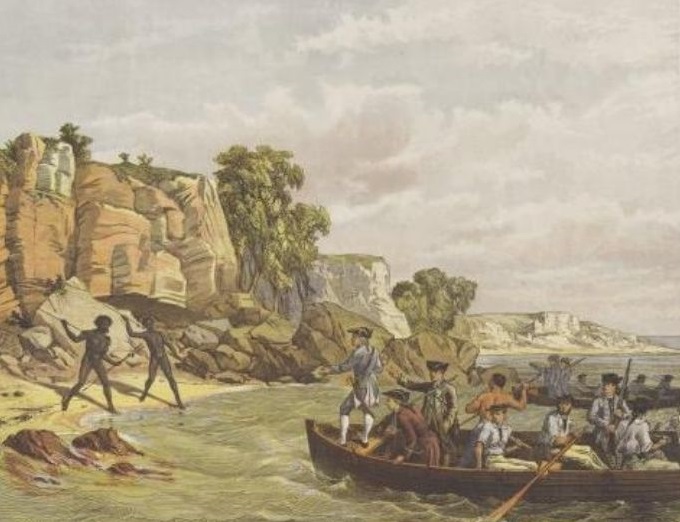 Pristajanje ekspedicije kapetana Cooka u zaljev Botany (nepoznati autor)