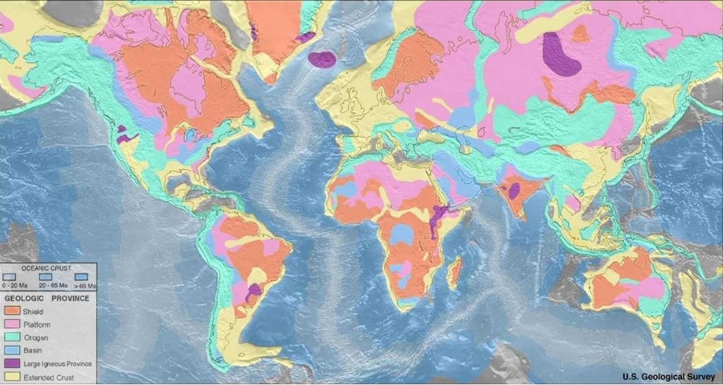 Karta geoloških provincija svijeta