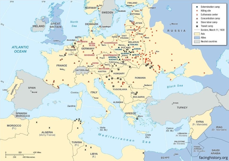 Nacistički koncentracijski logori - karta