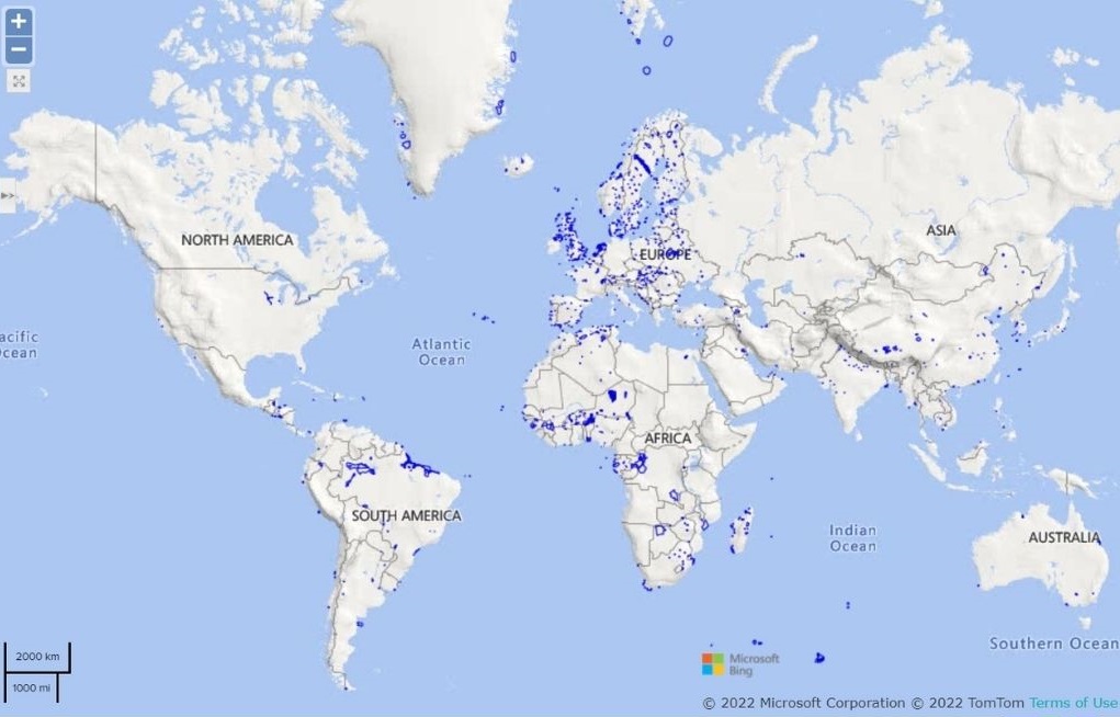 Geografska raspodjela močvarnih područja od međunarodne važnosti na svijetu