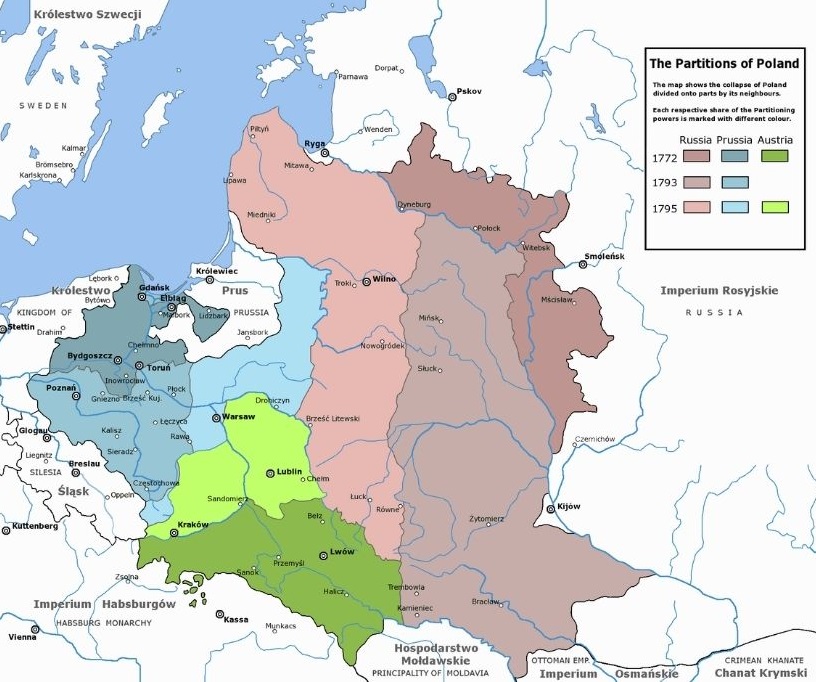 Podjele Poljsko-Litvanske zajednice 1772., 1793. i 1795. godine između Pruske, Rusije i Austrije