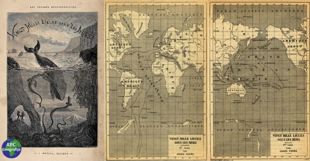 20.000 milja ispod mora - naslovnica i karte