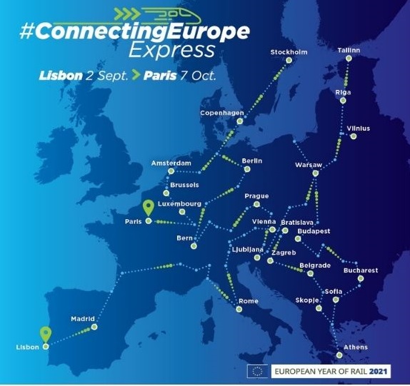 trasa vlaka Connecting Europe Express