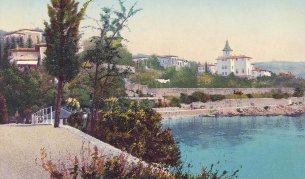 Opatija - pogled na gradsku vijećnicu, razglednica iz 1910. godine