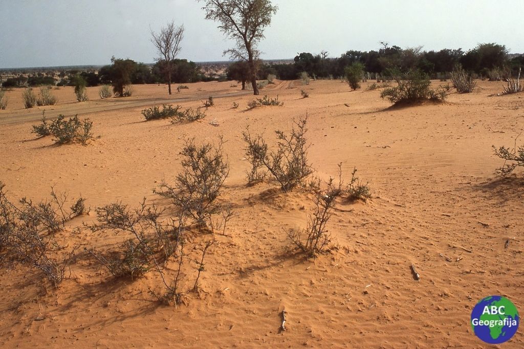 Područje obuhvaćeno procesom dezertifikacije u Burkini Faso