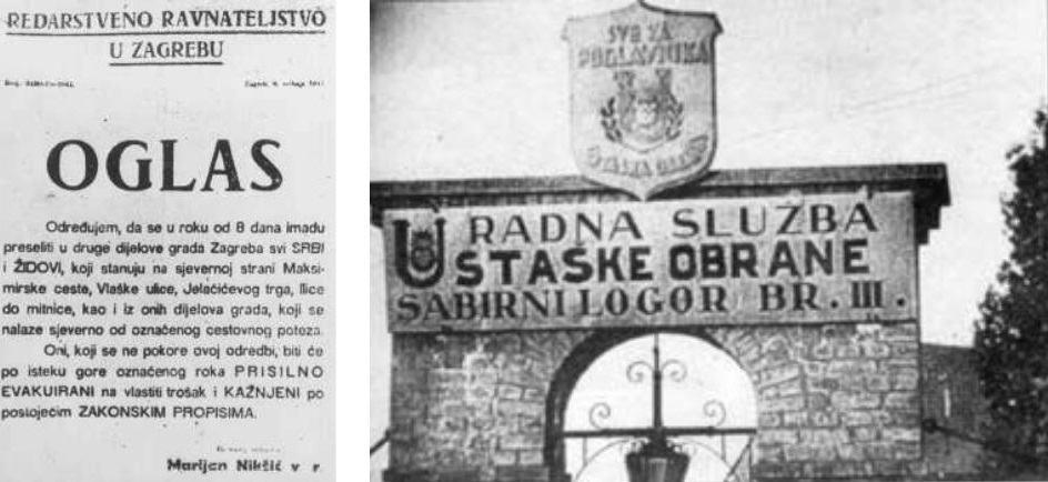 Ustaški proglas u Zagrebu 1941. godine i ulaz u koncentracijski logor Jasenovac