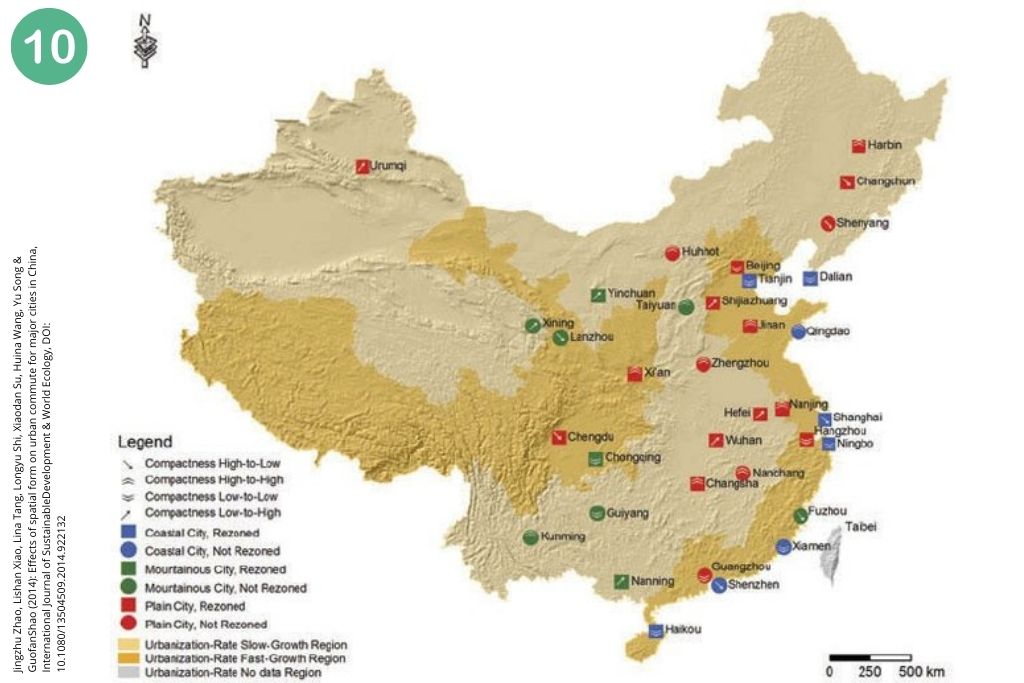 35 najvećih gradova u Kini - karta