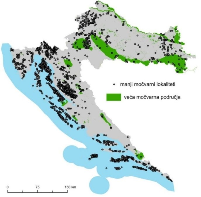 Močvarna područja u Hrvatskoj prema Inventarizaciji močvarnih staništa 2003. godine