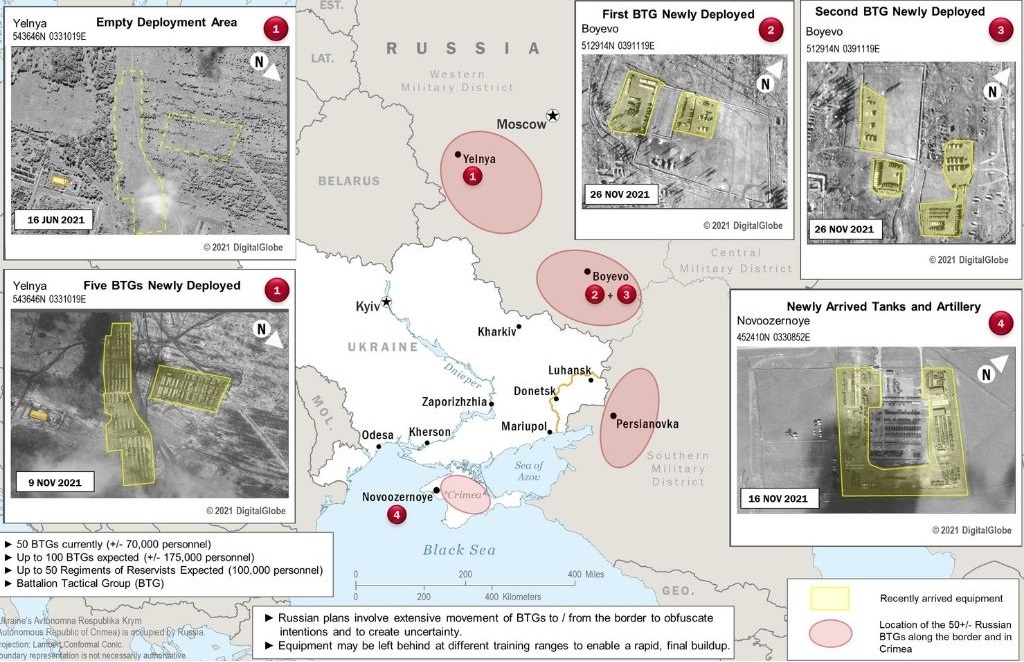 Ruska vojna kretanja u blizini granice s Ukrajinom početkom prosinca 2021. godine