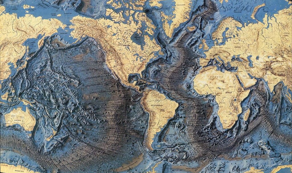 Karta dna svjetskih oceana (izvor: Heinrich Berann/ National Geographic)