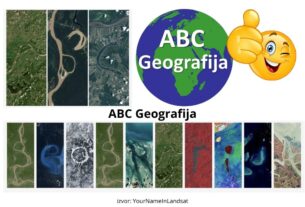 ABC Geografija napisano slovima primjećenim u reljefnim oblicima iz Landsat satelita